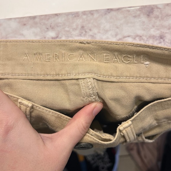 American Eagle Outfitters Tan Cutoff Distressed Denim Shorts - Picture 6 of 6